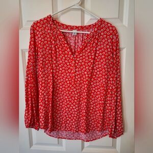 Old Navy orange blouse floral print size M